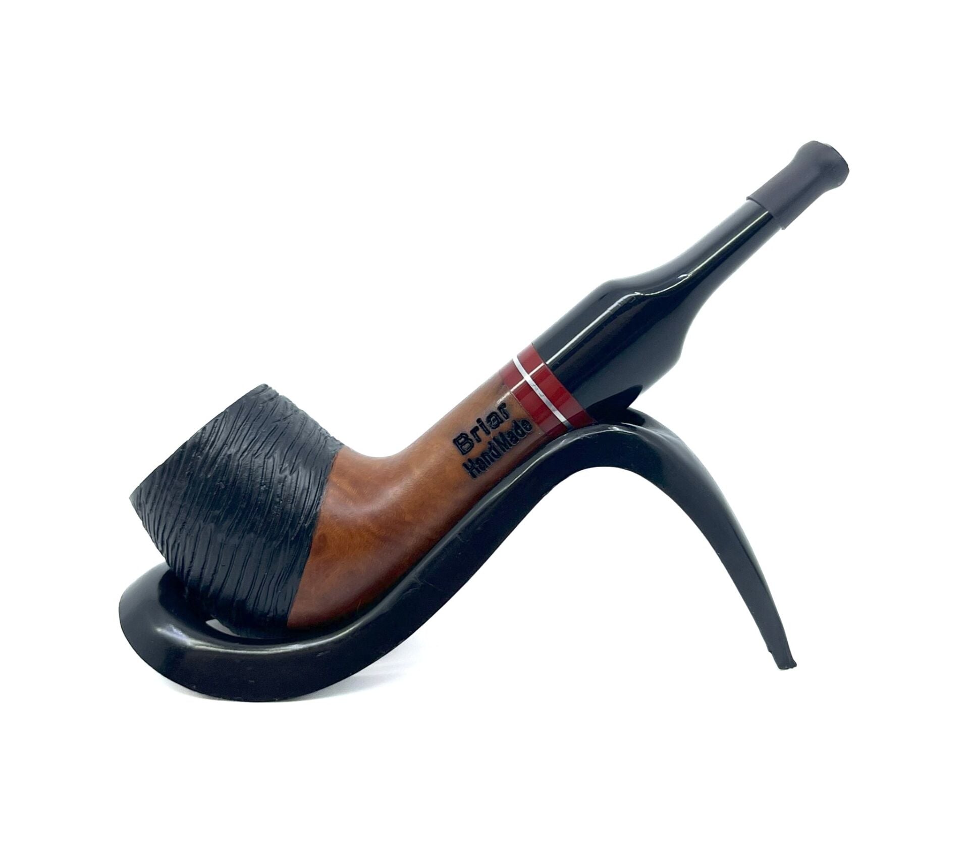 Pipsan İşlemeli El Yapımı Gül Kökü (Briar) Mini Pipo 9mm Filtreli - Model No: 2