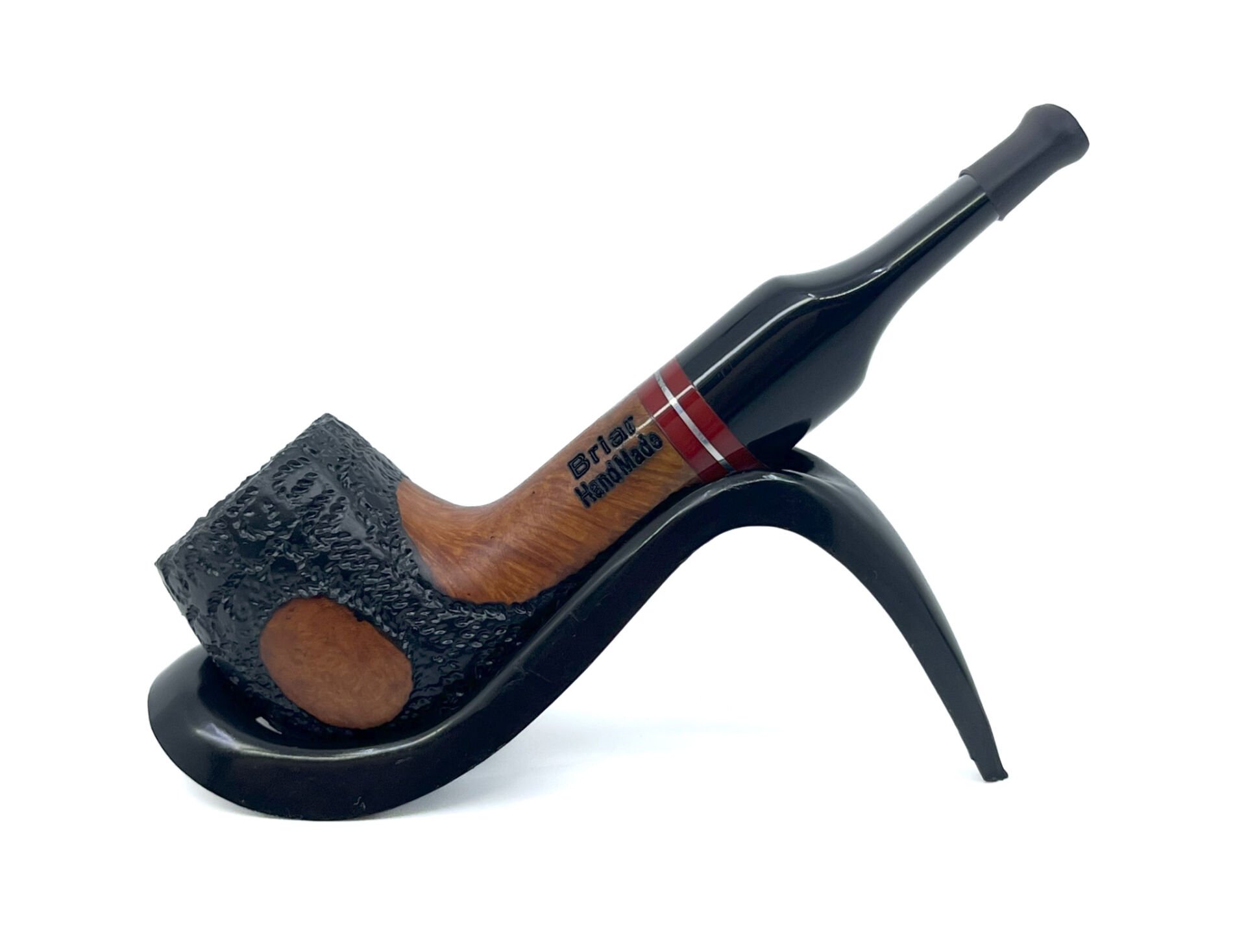 Pipsan İşlemeli El Yapımı Gül Kökü (Briar) Mini Pipo 9mm Filtreli - Model No: 3