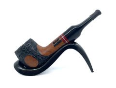 Pipsan İşlemeli El Yapımı Gül Kökü (Briar) Mini Pipo 9mm Filtreli - Model No: 3