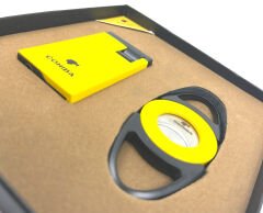 Cohiba Puro Makası ve Çakmak İkili Puro Seti - Sarı/Siyah