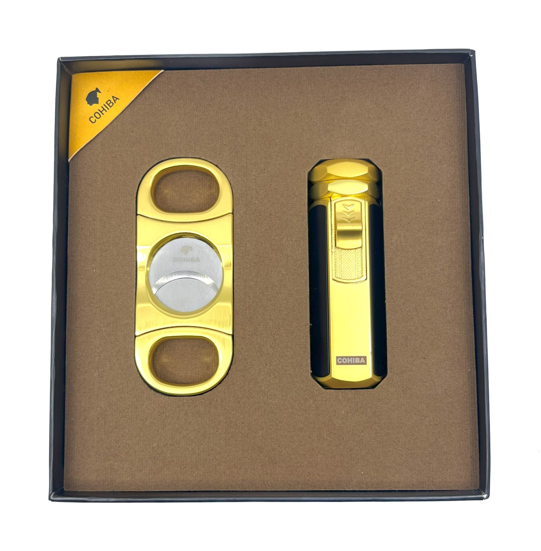 Cohiba Puro Makası ve Çakmak İkili Puro Seti - Gold