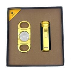 Cohiba Puro Makası ve Çakmak İkili Puro Seti - Gold