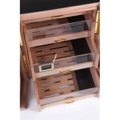 Parmida 4 Katlı Humidor/Puro Saklama Dolabı - Siyah