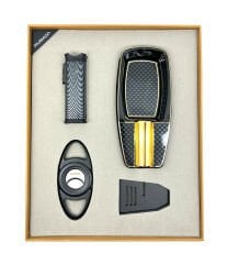 Parmida Çakmak Küllük Kesici Sehpa Dörtlü Puro Seti - Siyah