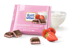 Ritter Sport Strawberry Yogurt - Çilek Parçacıklı ve Yağsız Yoğurt ve Çilekli Krema Dolgulu Sütlü Çikolata 100 g