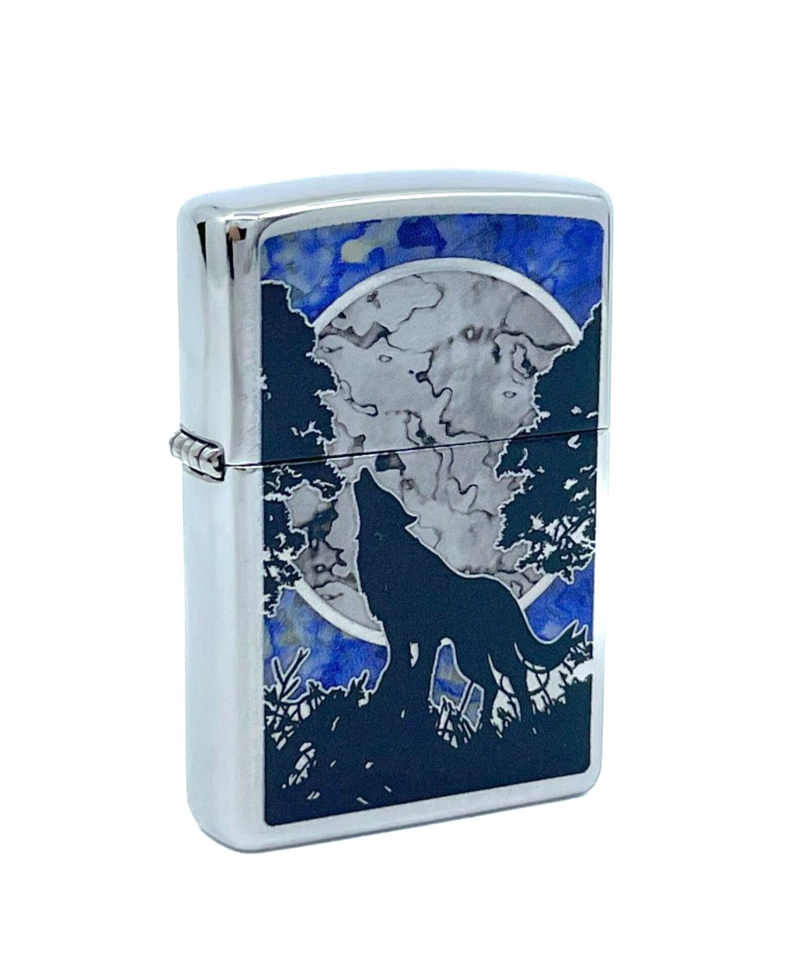 Zippo Wolf Moon Tree - High Polish Chrome Dizayn Çakmak