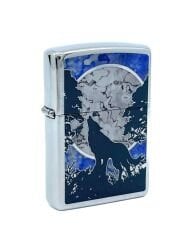 Zippo Wolf Moon Tree - High Polish Chrome Dizayn Çakmak