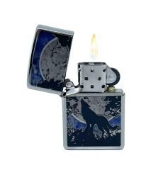 Zippo Wolf Moon Tree - High Polish Chrome Dizayn Çakmak