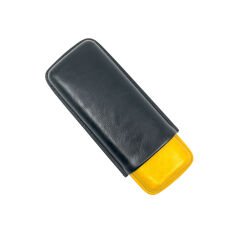 Parmida Deri Puro Kılıfı/Seyahat Humidoru İkili - Siyah/Sarı