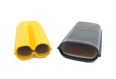 Parmida Deri Puro Kılıfı/Seyahat Humidoru İkili - Siyah/Sarı