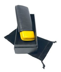 Parmida Deri Puro Kılıfı/Seyahat Humidoru İkili - Siyah/Sarı