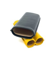 Parmida Deri Puro Kılıfı/Seyahat Humidoru İkili - Siyah/Sarı