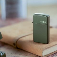 Zippo Slim Green-Yeşil Zippo Logo Çakmak