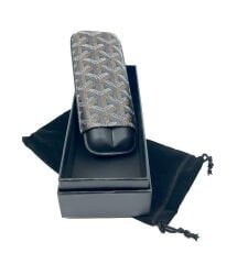 Parmida Deri Puro Kılıfı/Seyahat Humidoru İkili - Siyah (Desenli)