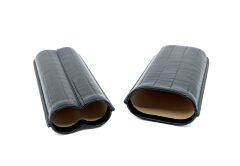 Parmida Deri Puro Kılıfı/Seyahat Humidoru İkili - Timsah Derisi Desen - Siyah