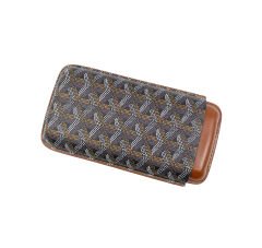 Parmida Deri Puro Kılıfı/Seyahat Humidoru Üçlü - Kahverengi (Desenli)