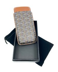 Parmida Deri Puro Kılıfı/Seyahat Humidoru Üçlü - Kahverengi (Desenli)