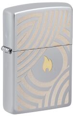 Zippo Rüzgar çakmağı - Alev ve Circles Design 2 - Doldurulabilir - Hediye kutusu - Metal - ABD'de üretilmiştir