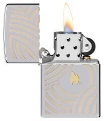 Zippo Rüzgar çakmağı - Alev ve Circles Design 2 - Doldurulabilir - Hediye kutusu - Metal - ABD'de üretilmiştir