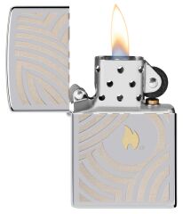 Zippo Rüzgar çakmağı - Alev ve Circles Design 2 - Doldurulabilir - Hediye kutusu - Metal - ABD'de üretilmiştir
