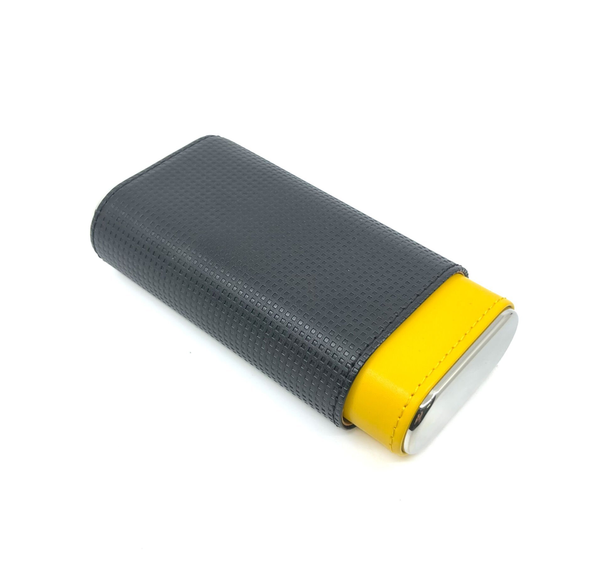 Parmida Deri Puro Kılıfı/Seyahat Humidoru İspanyol Sediri İç Kaplama - Sarı/Siyah