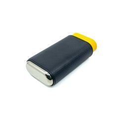 Parmida Deri Puro Kılıfı/Seyahat Humidoru İspanyol Sediri İç Kaplama - Sarı/Siyah