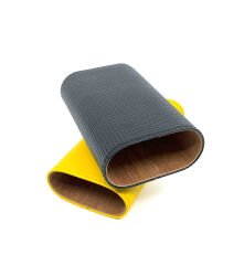 Parmida Deri Puro Kılıfı/Seyahat Humidoru İspanyol Sediri İç Kaplama - Sarı/Siyah