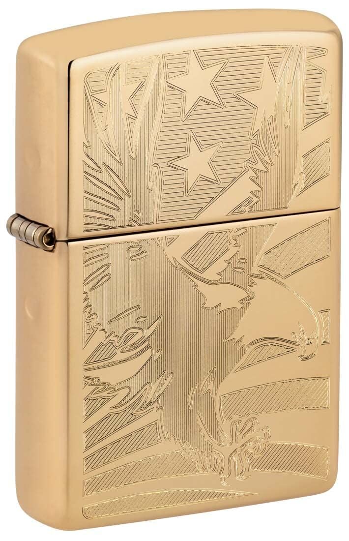 Zippo Flapping Eagle And Flag - Amerikan Kartalı Gold Dizayn Çakmak