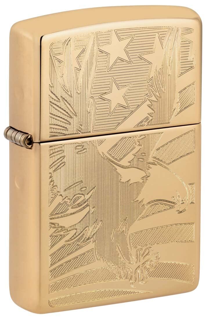 Zippo Flapping Eagle And Flag - Amerikan Kartalı Gold Dizayn Çakmak