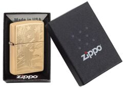 Zippo Flapping Eagle And Flag - Amerikan Kartalı Gold Dizayn Çakmak