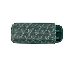 Parmida Deri Puro Kılıfı/Seyahat Humidoru İkili - Yeşil (Desenli)