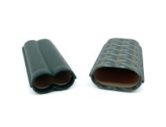 Parmida Deri Puro Kılıfı/Seyahat Humidoru İkili - Yeşil (Desenli)