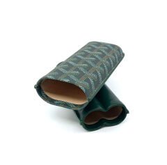 Parmida Deri Puro Kılıfı/Seyahat Humidoru İkili - Yeşil (Desenli)