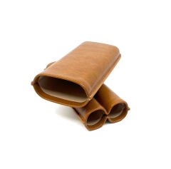 Parmida Deri Puro Kılıfı/Seyahat Humidoru İkili - Taba