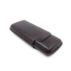 Parmida Deri (Eskitme Görünümlü) Puro Kılıfı/Seyahat Humidoru İkili - Kahverengi
