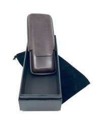 Parmida Deri (Eskitme Görünümlü) Puro Kılıfı/Seyahat Humidoru İkili - Kahverengi