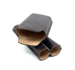 Parmida Deri (Eskitme Görünümlü) Puro Kılıfı/Seyahat Humidoru İkili - Kahverengi