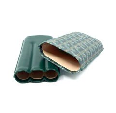 Parmida Deri Puro Kılıfı/Seyahat Humidoru Üçlü - Yeşil (Desenli)