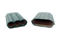 Parmida Deri Puro Kılıfı/Seyahat Humidoru Üçlü - Yeşil (Desenli)