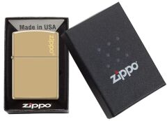 Zippo High Polish Brass-Parlak Pirinç Kaplama Zippo Logo Dizayn Çakmak
