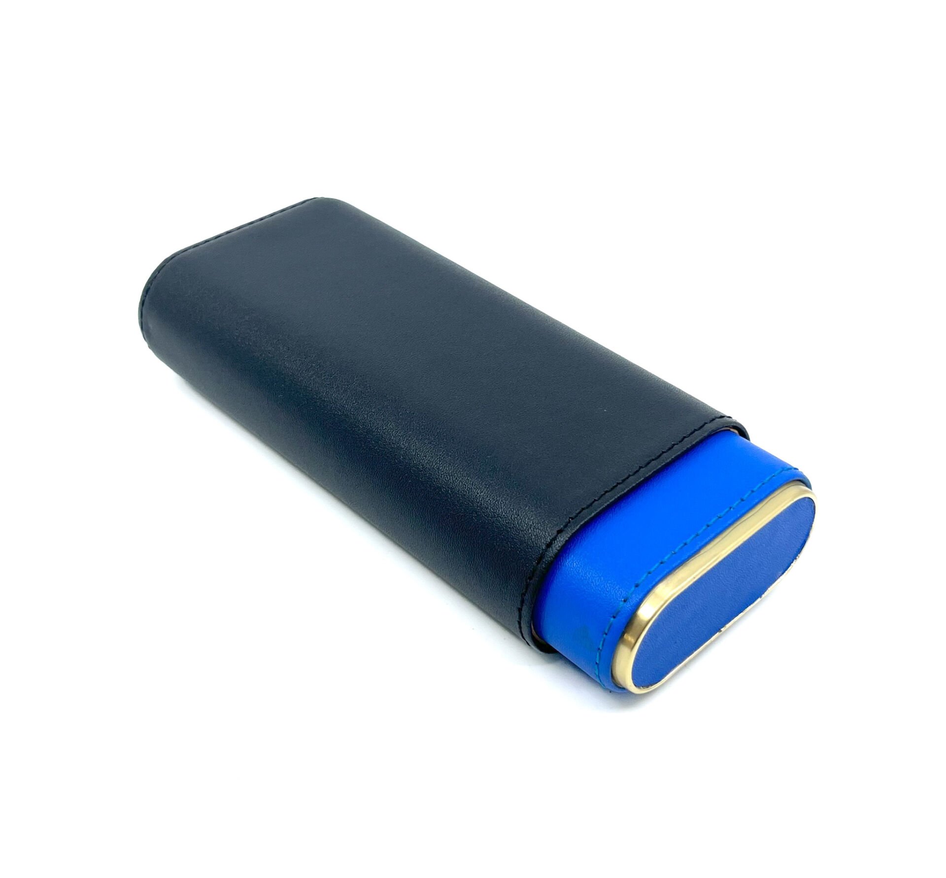 Parmida Deri Puro Kılıfı/Seyahat Humidoru İspanyol Sediri İç Kaplama - Mavi/Siyah