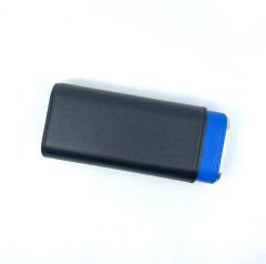 Parmida Deri Puro Kılıfı/Seyahat Humidoru İspanyol Sediri İç Kaplama - Mavi/Siyah