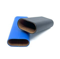 Parmida Deri Puro Kılıfı/Seyahat Humidoru İspanyol Sediri İç Kaplama - Mavi/Siyah