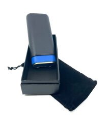 Parmida Deri Puro Kılıfı/Seyahat Humidoru İspanyol Sediri İç Kaplama - Mavi/Siyah