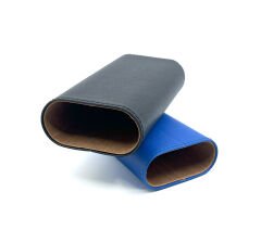 Parmida Deri Puro Kılıfı/Seyahat Humidoru İspanyol Sediri İç Kaplama - Mavi/Siyah