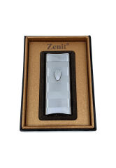 Zenit Luxury Series Çizgili Satine Gümüş Renk - Elektronik Ateşlemeli Çakmak