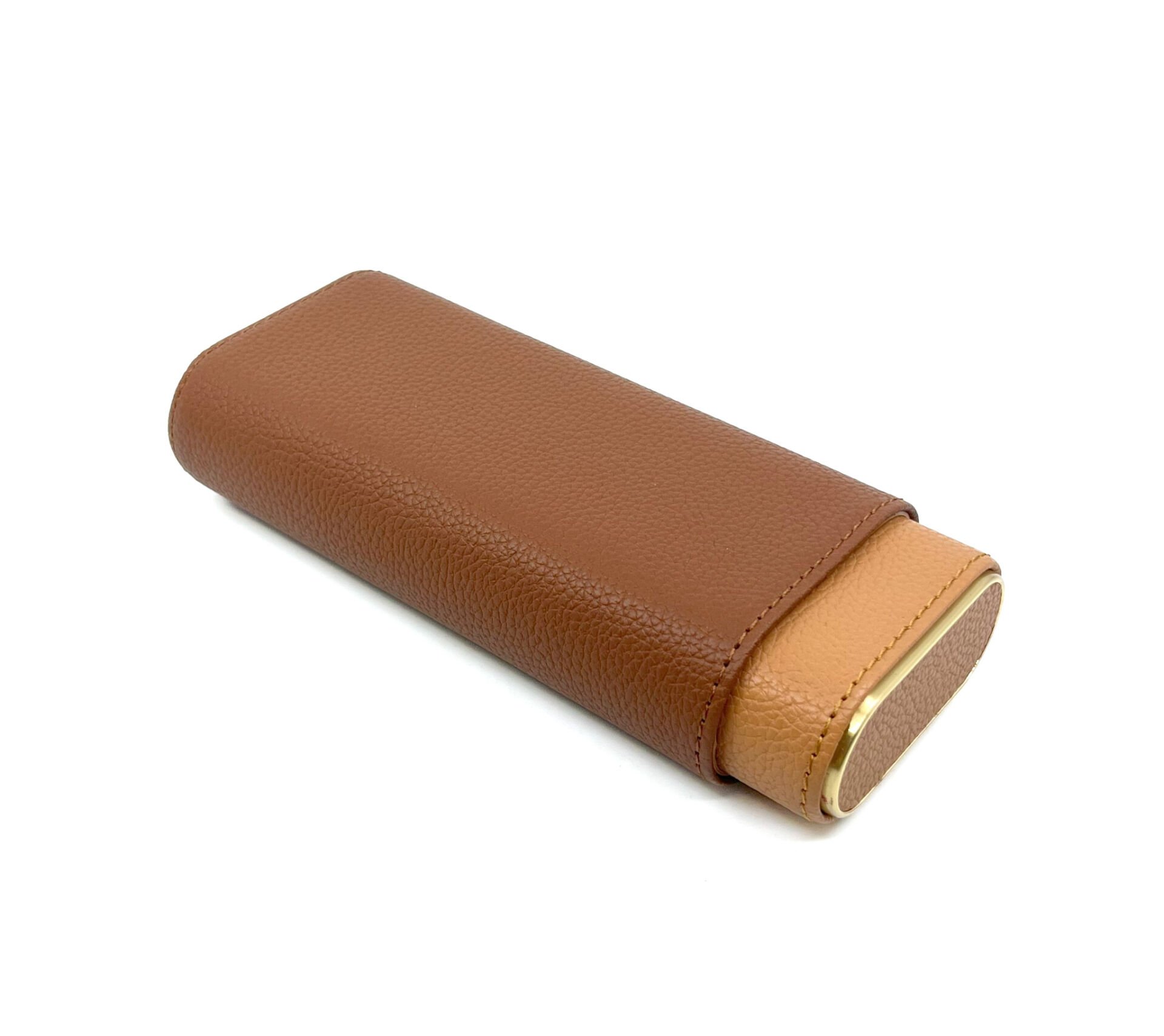 Parmida Deri Puro Kılıfı/Seyahat Humidoru İspanyol Sediri İç Kaplama - Kahverengi/Açık Kahverengi