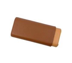 Parmida Deri Puro Kılıfı/Seyahat Humidoru İspanyol Sediri İç Kaplama - Kahverengi/Açık Kahverengi