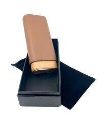 Parmida Deri Puro Kılıfı/Seyahat Humidoru İspanyol Sediri İç Kaplama - Kahverengi/Açık Kahverengi