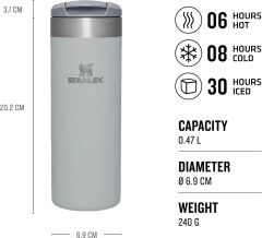 Stanley The AeroLight Transit Termos Bardak 0.47 Lt - (16 OZ) Fog Metallic